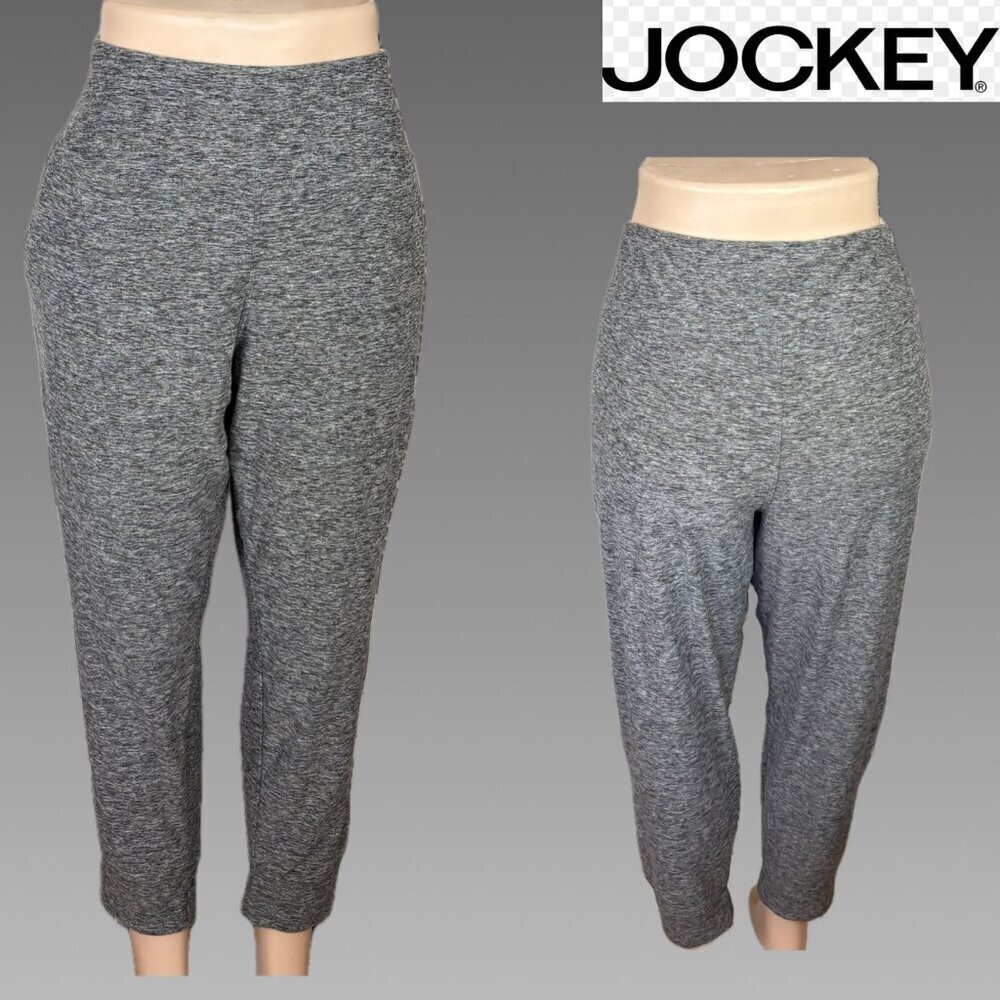 Jockey +XXL Charcoal Heather Stretch Waist Sueded Jersey Pockets Jogger Pants